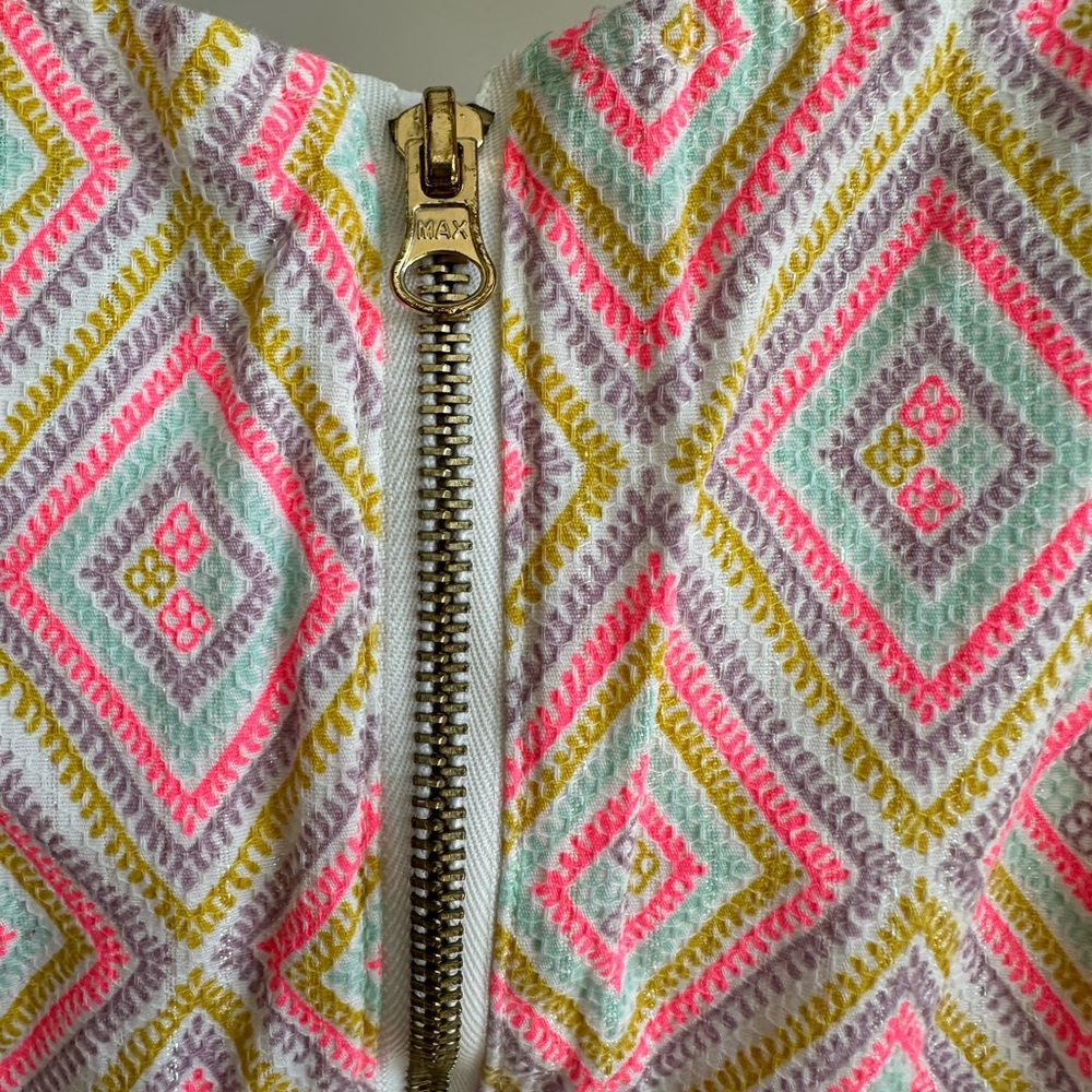 2T Oshkosh dress bright florescent colors. Zipper down the back.